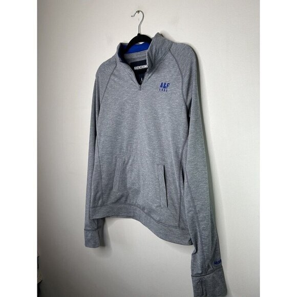 Abercrombie & Fitch Sweatshirt Men's Heather Gray 1/4-Zip Performance Size Large - Picture 2 of 12